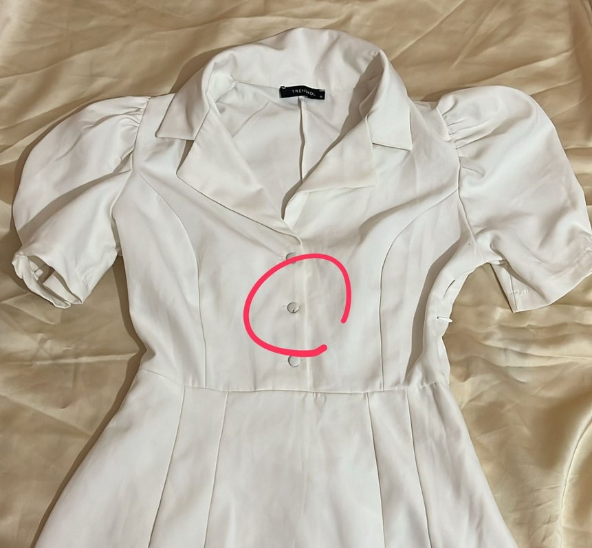 Düğmeli Kısa Kollu Midi Keten Elbise - Görsel 4