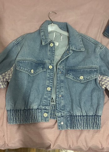 Düğmeli Mavi Kadın Denim Ceket