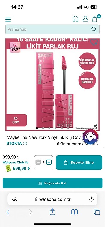  Beden Maybelline new york vinl ruj