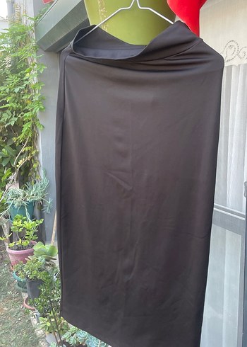 Drapeli Uzun Gri Kadın Etek - Görsel 4