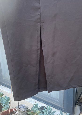 Drapeli Uzun Gri Kadın Etek - Görsel 3