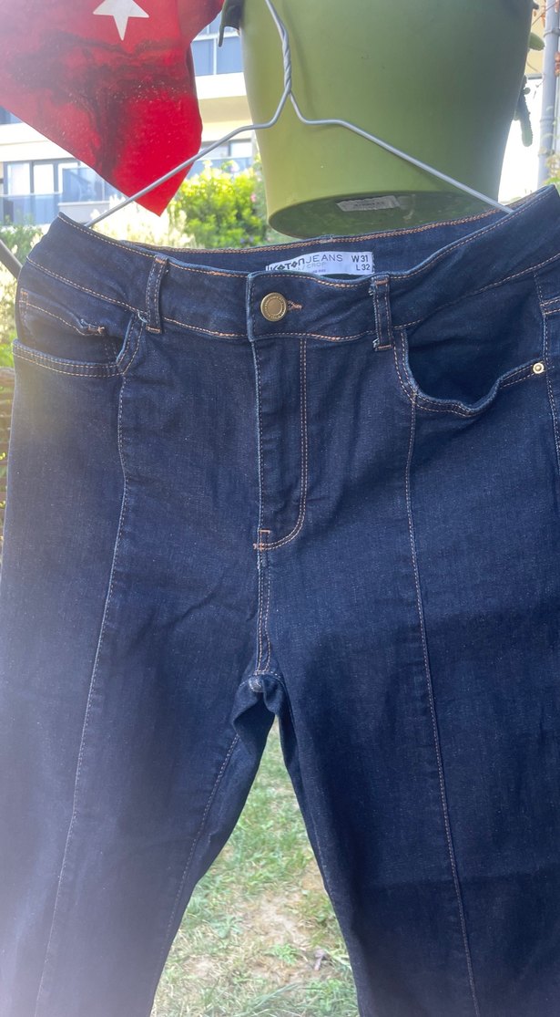 Lacivert Kadın Midi Boy Denim Pantolon - Görsel 2