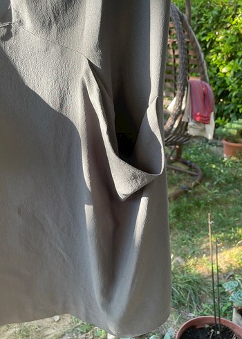 Gri Keten Hamile Tunik, Salaş Kesim, Kısa Kollu - Görsel 3