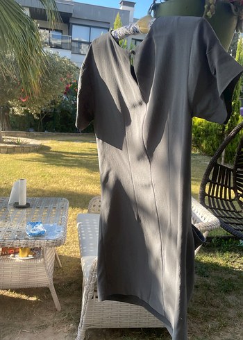 Gri Keten Hamile Tunik, Salaş Kesim, Kısa Kollu - Görsel 4