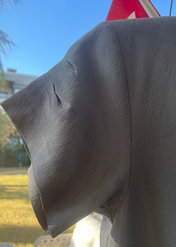 Gri Keten Hamile Tunik, Salaş Kesim, Kısa Kollu - Görsel 2