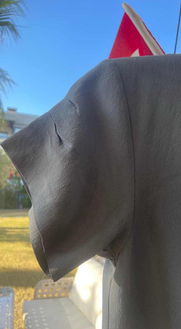 Gri Keten Hamile Tunik, Salaş Kesim, Kısa Kollu - Görsel 2