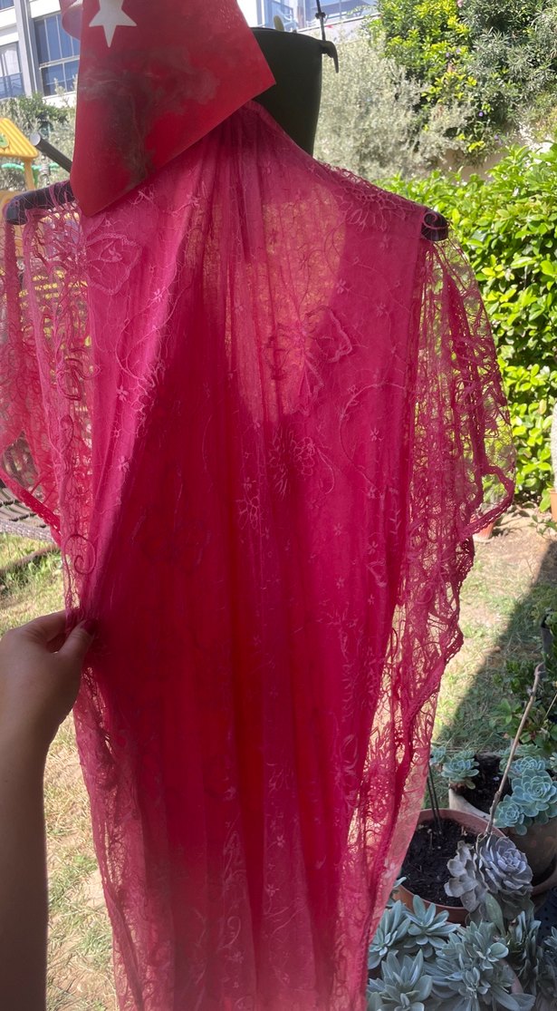 Bordo İşlemeli Uzun Bohem Elbise - Görsel 4