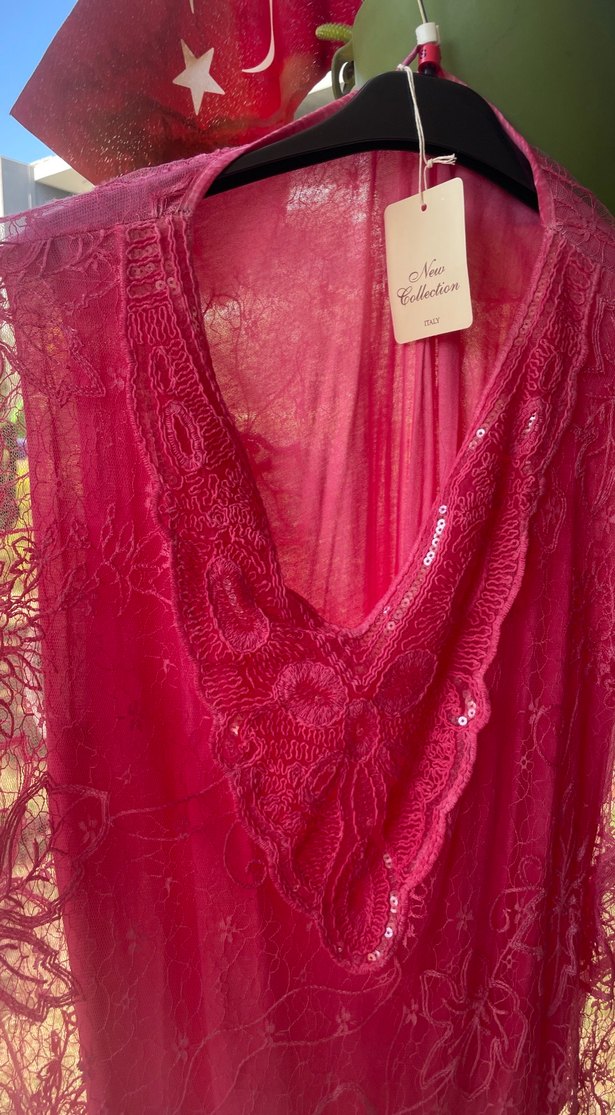 Bordo İşlemeli Uzun Bohem Elbise - Görsel 2