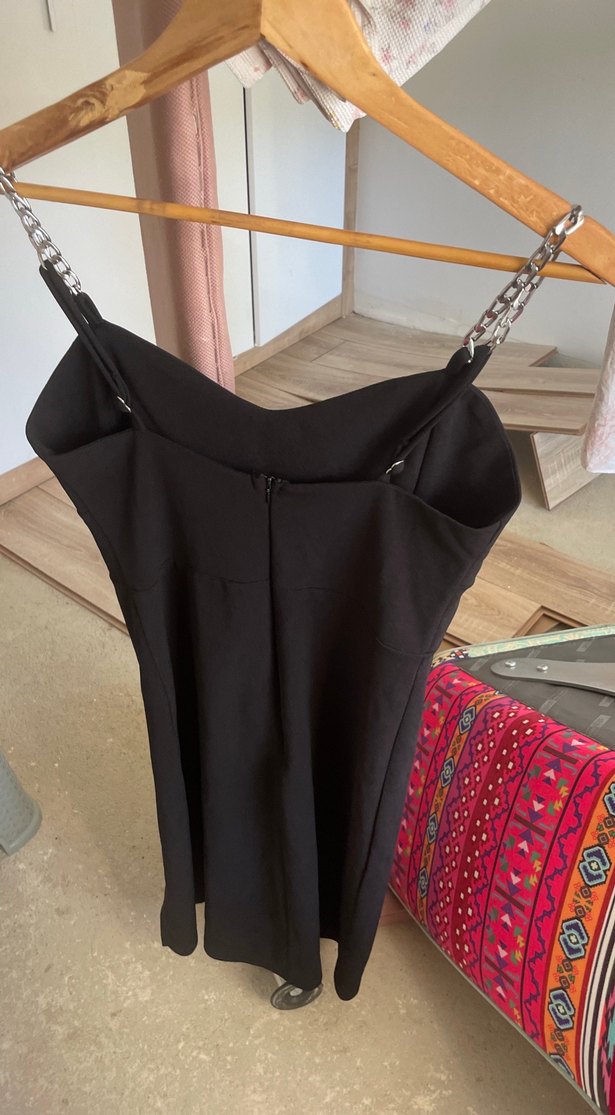 Siyah V Yaka Uzun Abiye Elbise - Görsel 4