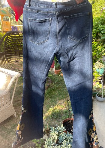 Bohem Tarz Lacivert Midi Kadın Kot Pantolon - Görsel 4