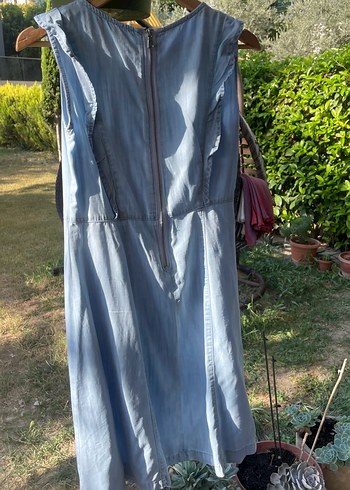 Mavi Denim Midi Bohem Elbise - Görsel 3