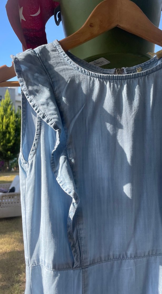 Mavi Denim Midi Bohem Elbise - Görsel 2