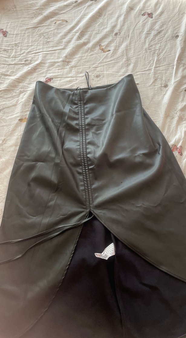 Drapeli Siyah Uzun Kadın Etek - Görsel 2