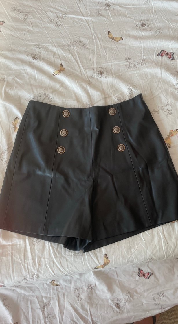 Tokalı Siyah Deri Mini Etek - Görsel 2