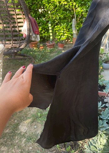 Siyah V Yakalı Midi Uzun Kadın Elbise - Görsel 6