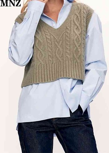 Zara V Yaka Örgü Kadın Süveter - Görsel 2