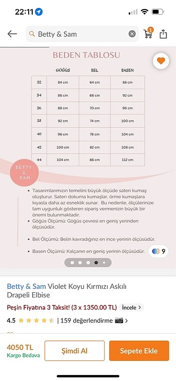 40 Beden BETTY&SAM ELBİSE