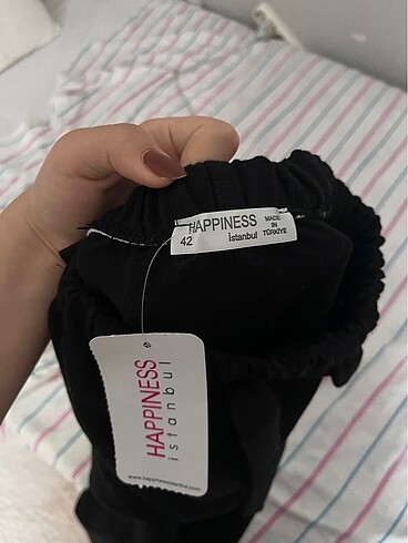 Happiness Siyah keten pantolon