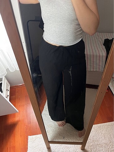 xl Beden Siyah keten pantolon