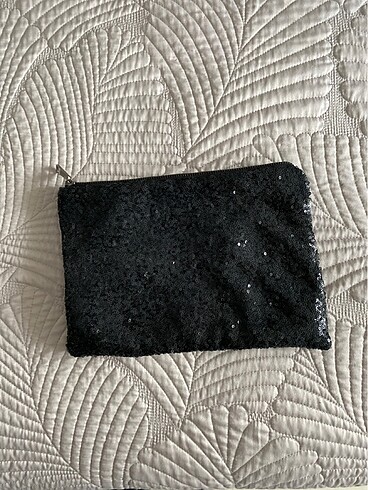Siyah payetli Makyaj çantası
