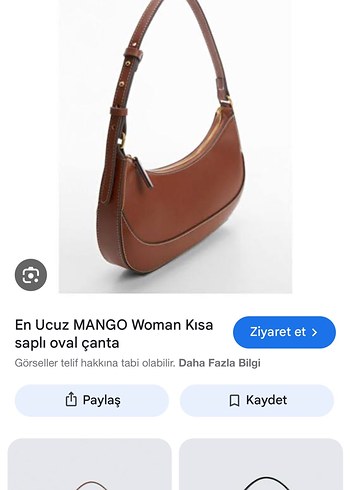 MANGO Kahverengi Deri Kısa Saplı Oval Çanta