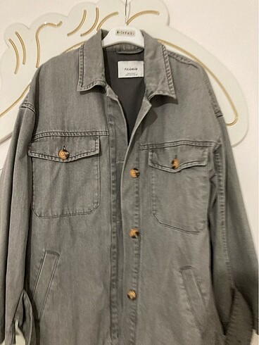 m Beden Pull and Bear gri kot ceket