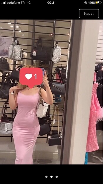 bershka pembe midi elbise