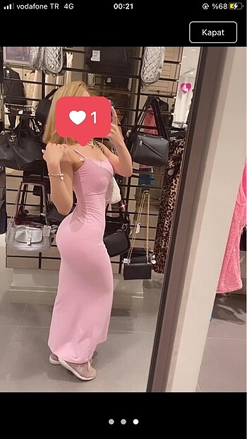 Bershka bershka pembe midi elbise