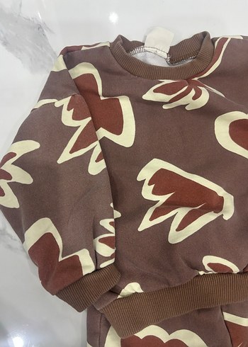 Kız Çocuk Kahverengi Desenli Takım - Görsel 3