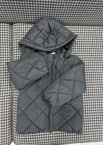 Kapüşonlu antrasit Çocuk Mont - Görsel 6