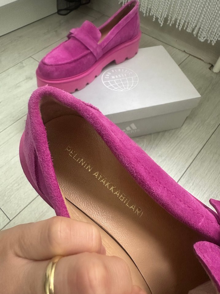 Pembe Süet Platform Topuklu Kadın Loafer - Görsel 3