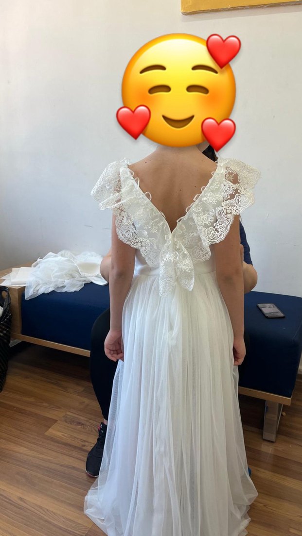 Beyaz dantel yaka Kız Çocuk Elbisesi - Görsel 2