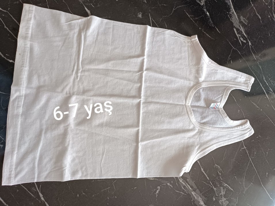 Beyaz Baskılı Çocuk Atlet 7 Yaş - Görsel 2