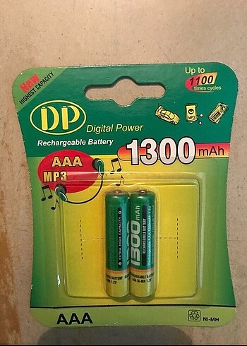 Dijital Power şarjlı pil 1300 Mah AAA Kumanda pil 1 pakette 2 ad