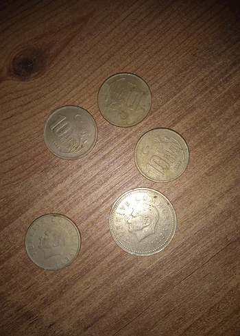 Altin Tonlu 5 Parca Metal Madeni Para Seti
