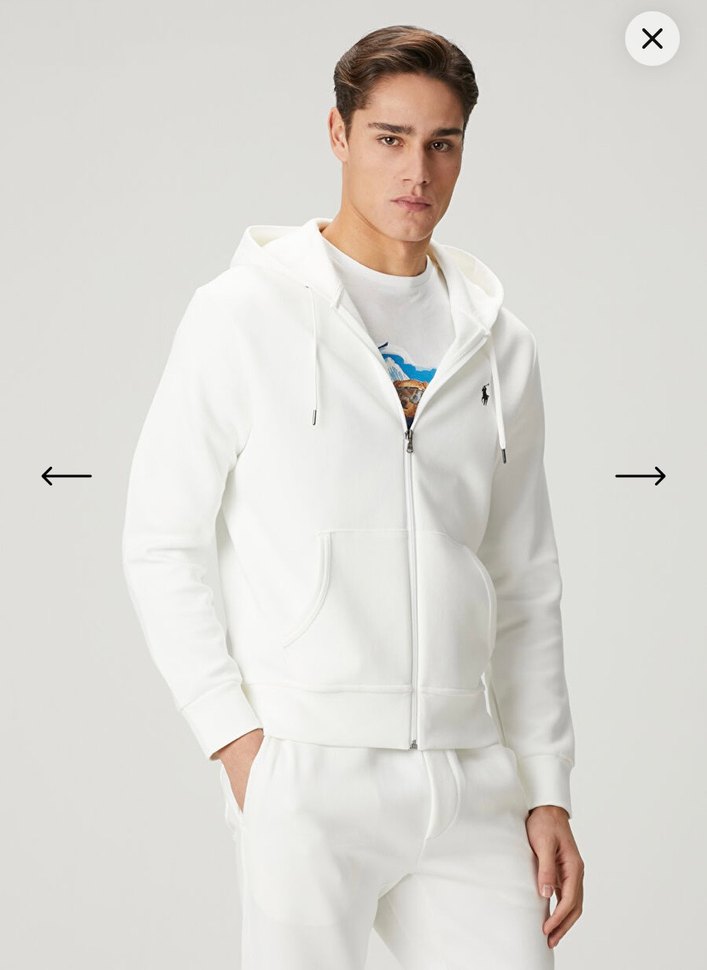 Ralph Lauren - Erkek Beyaz Fermuarlı Sweatshirt - Görsel 2