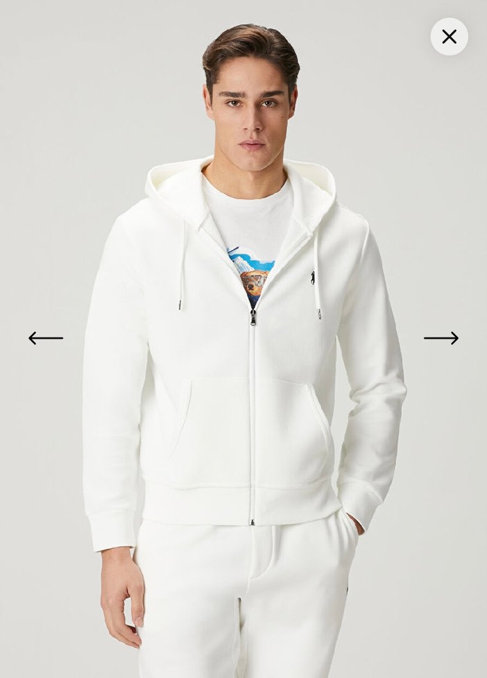 Ralph Lauren - Erkek Beyaz Fermuarlı Sweatshirt - Görsel 3