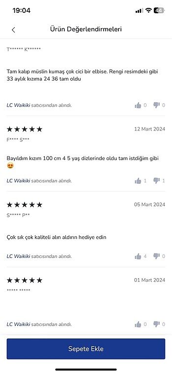 1,5 Yaş Beden LCW elbise