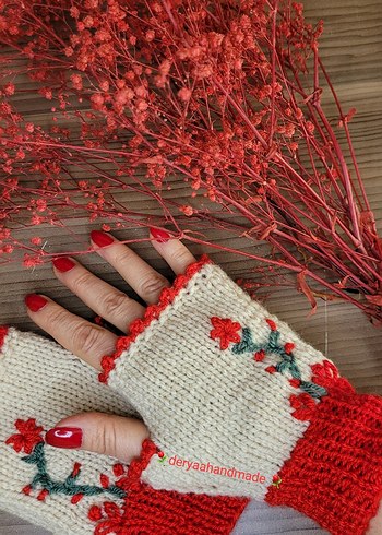Renkli Nakışlı Bohem Kadın Eldiveni - Görsel 5