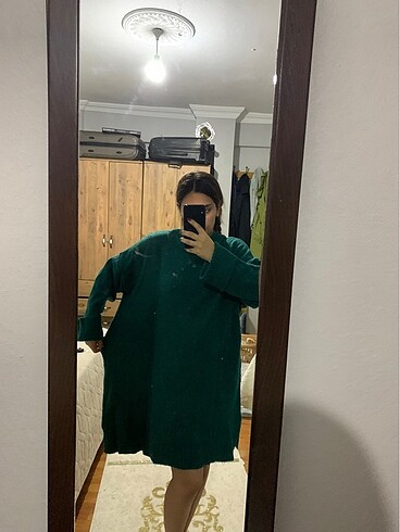 xl Beden yeşil Renk Uzun kışlık tunik