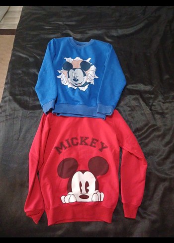 5 Yaş Beden kırmızı Renk erkek Çocuk Kırmızı Mickey Baskılı Sweatshirt