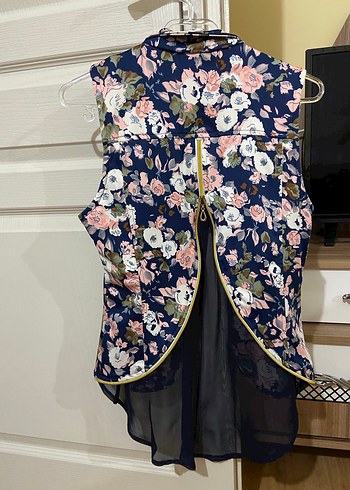 Çiçek Desenli Kolsuz Midi Kadın Ceket - Görsel 2