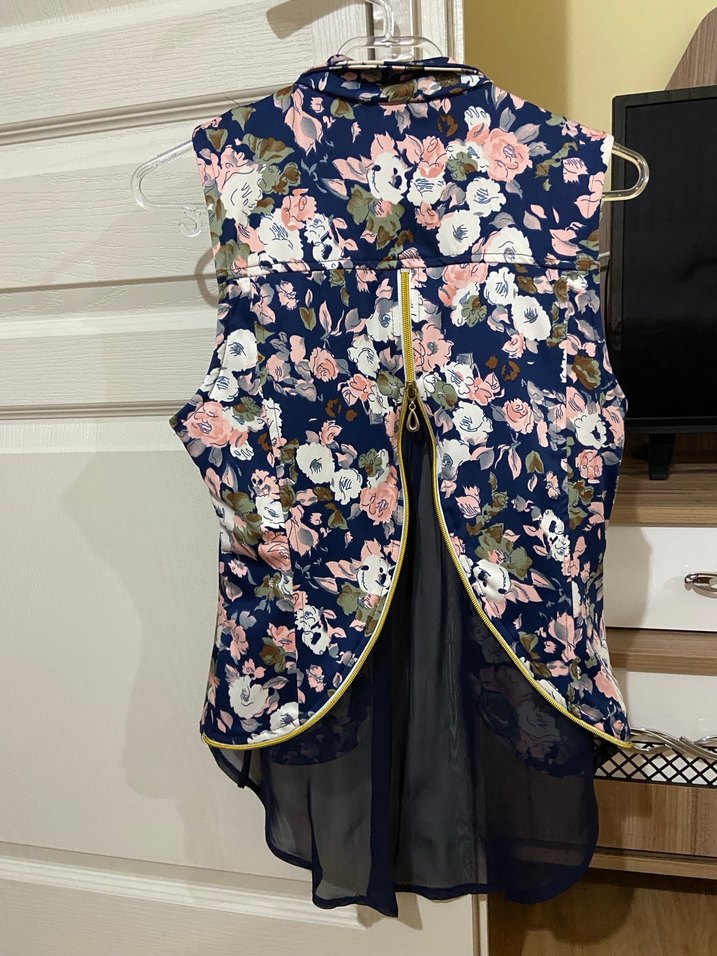 Çiçek Desenli Kolsuz Midi Kadın Ceket - Görsel 2