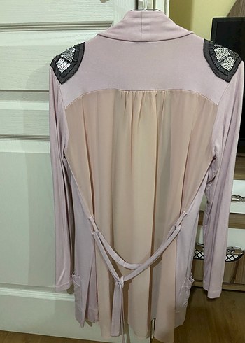 Pudra Renk Drapeli Hamile Uzun Kollu Ceket - Görsel 2