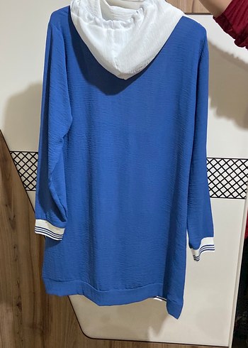 Mavi Pamuklu Uzun Kollu Salaş Tunik - Görsel 2