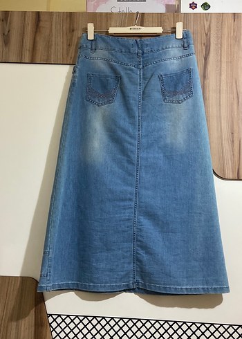 Kadın Mavi Kot Midi Etek - Görsel 2