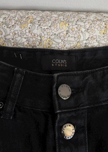 Colin's Düğmeli Siyah Uzun Kot Etek
