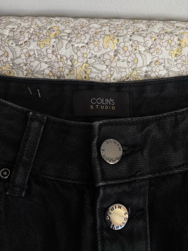 Düğmeli Siyah Uzun Kot Etek - Görsel 2