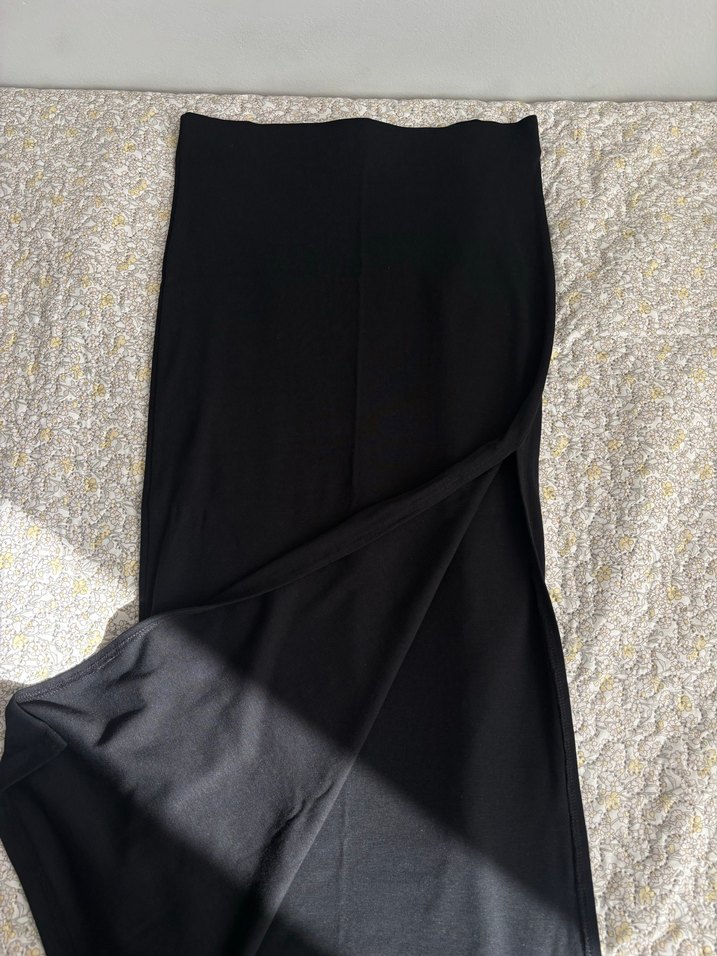 Drapeli Siyah Uzun Kadın Etek - Görsel 2