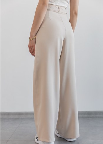 Bej Keten Salaş Kadın Pantolon - Görsel 3